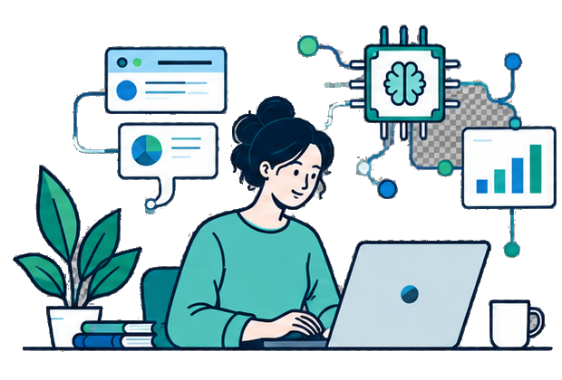 Original line-art illustration for Technology & Innovation